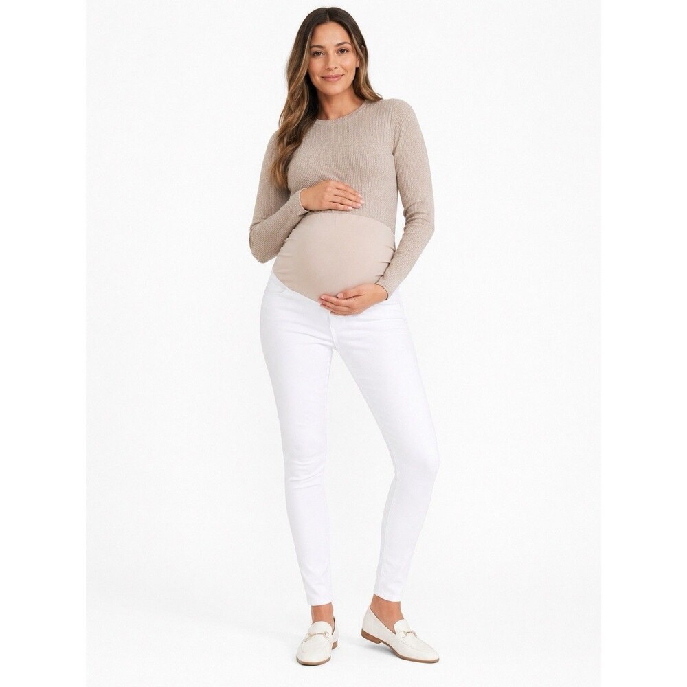 Spanx Mama Jean-ish Maternity Leggings Women’s Medium White Over Belly Skinny